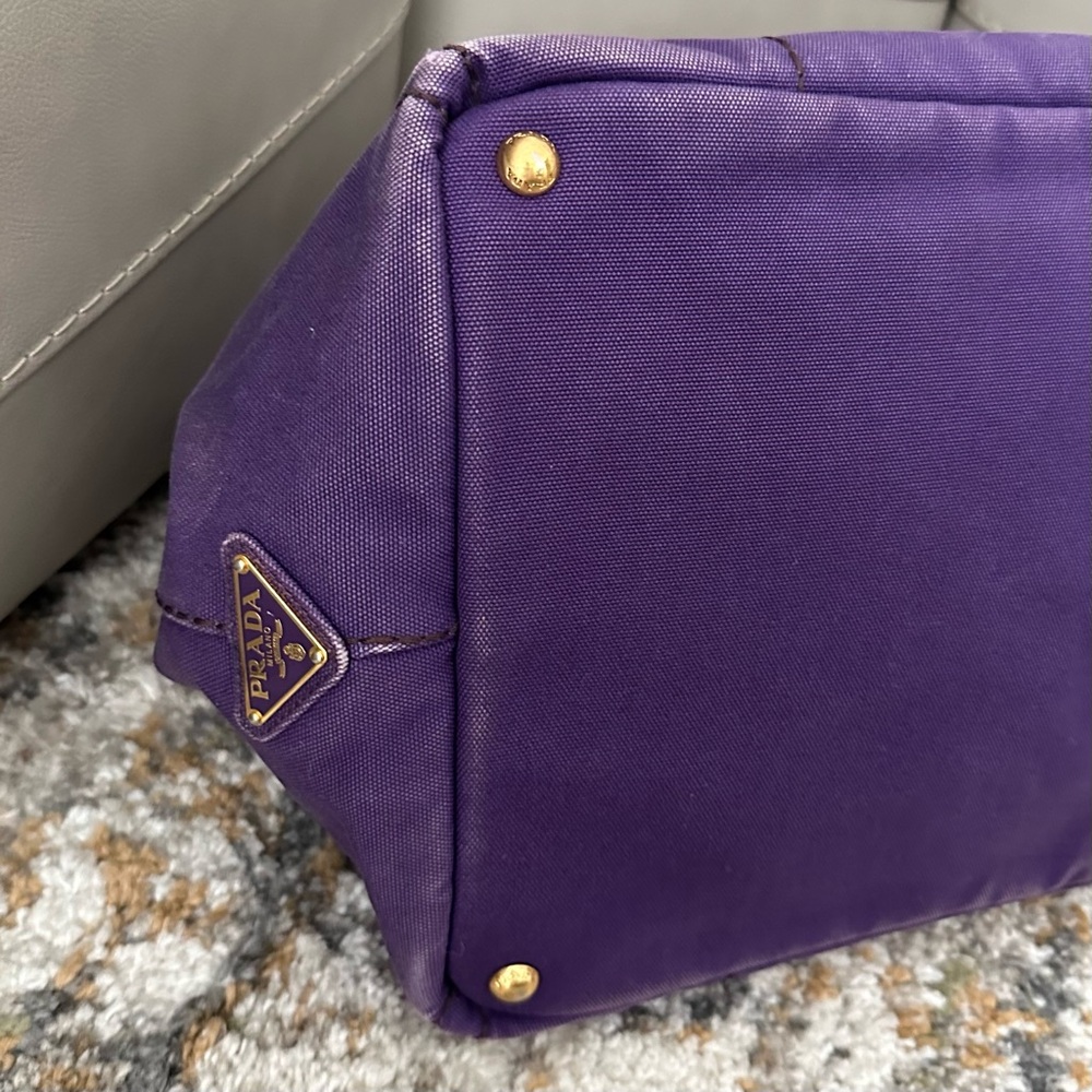 PRADA CANAPA RARE PURPLE DENIM MEDIUM TOTE BAG - Picture 7 of 16